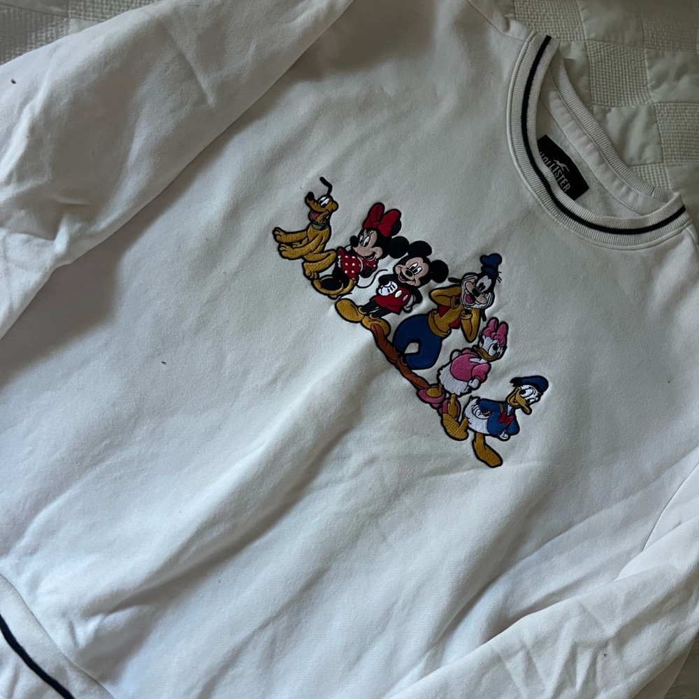 Hollister White Sweatshirt with Disney Characters